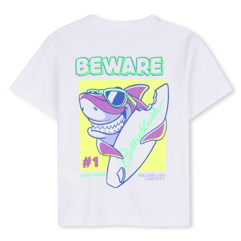 Tee Shirt manches courtes blanc à motif garçon Billieblush E26