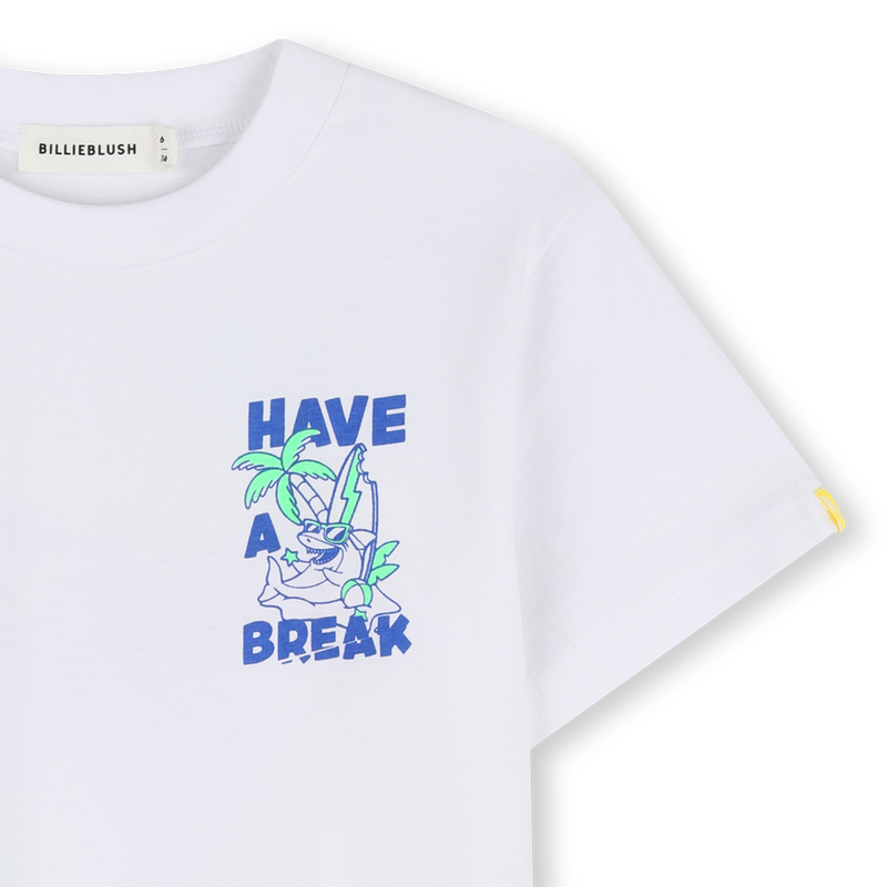 Tee Shirt manches courtes blanc à motif garçon Billieblush E26