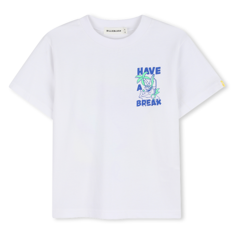 Tee Shirt manches courtes blanc à motif garçon Billieblush E26