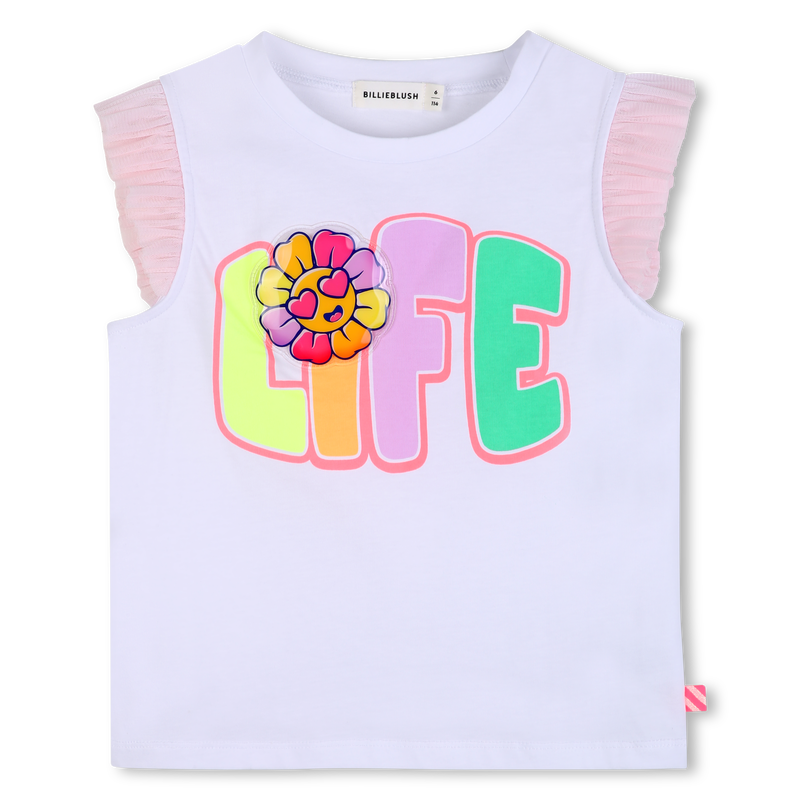 Tee Shirt manches courtes en tulle blanc fille Billieblush E26