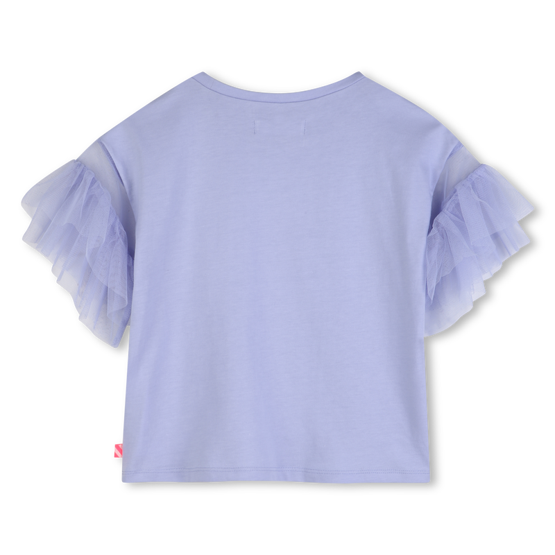 Tee Shirt manches courtes en tulle violet à sequins fille Billieblush E26