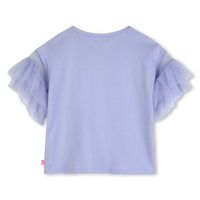 Tee Shirt manches courtes en tulle violet à sequins fille Billieblush E26