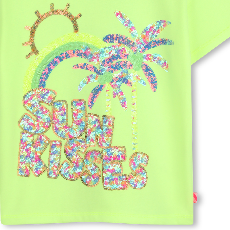 Tee Shirt manches courtes jaune à sequins fille Billieblush E26