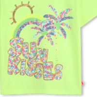 Tee Shirt manches courtes jaune à sequins fille Billieblush E26