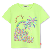 Tee Shirt manches courtes jaune à sequins fille Billieblush E26