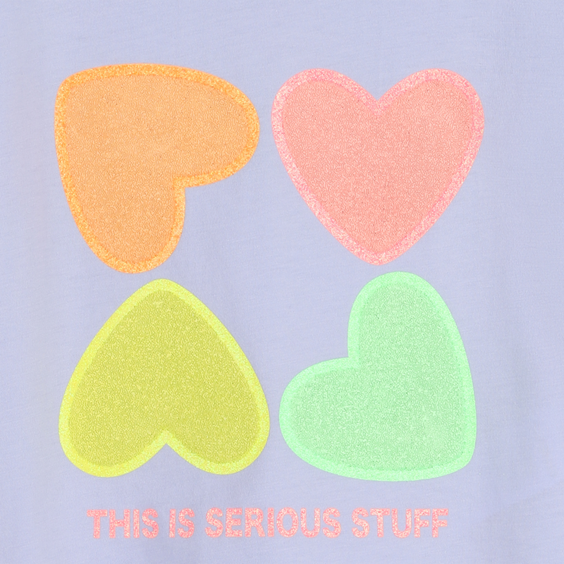 Tee Shirt manches courtes violet à coeur fille Billieblush E26