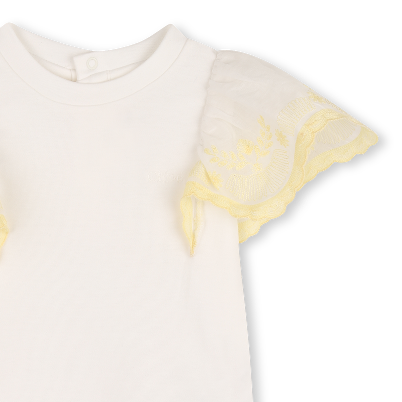 Tee shirt manches ballon blanc et jaune babygirl Chloé E26