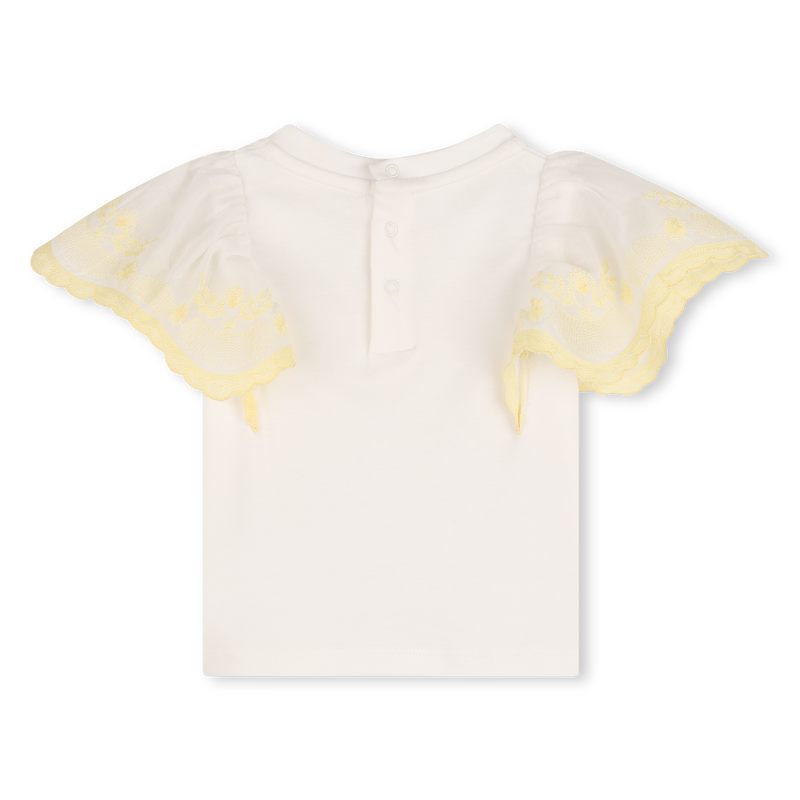 Tee shirt manches ballon blanc et jaune babygirl Chloé E26