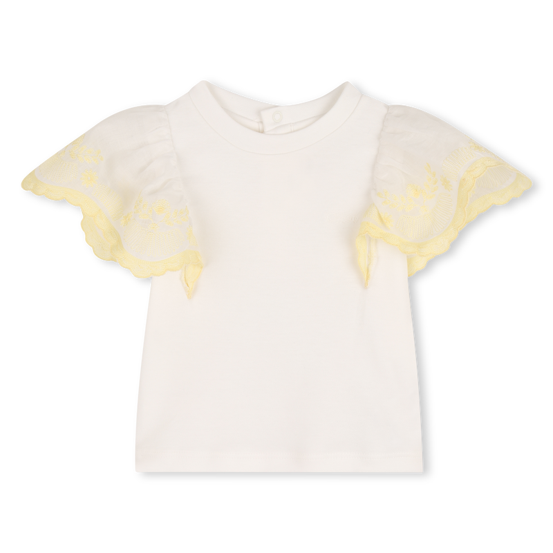 Tee shirt manches ballon blanc et jaune babygirl Chloé E26
