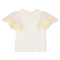 Tee shirt manches ballon blanc et jaune babygirl Chloé E26