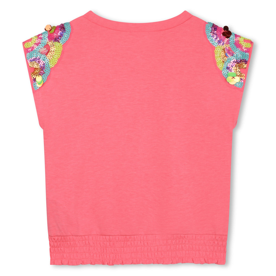 Tee Shirt taille élastiquée rose fluo Fille Billieblush E24