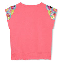 Tee Shirt taille élastiquée rose fluo Fille Billieblush E24
