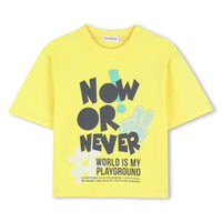 Tee Shirt manches courtes jaune à motif garçon Billieblush E26