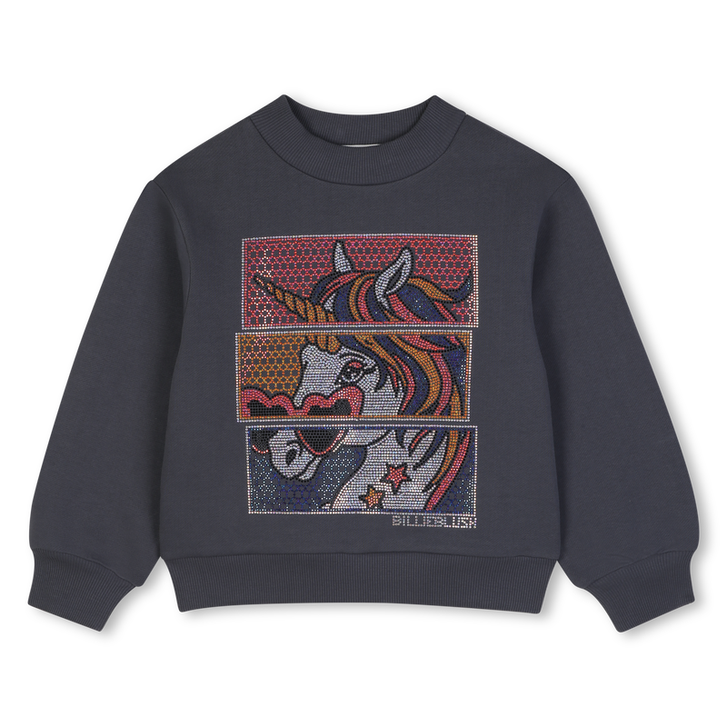 Sweat-shirt à strass gris fille Billieblush H26