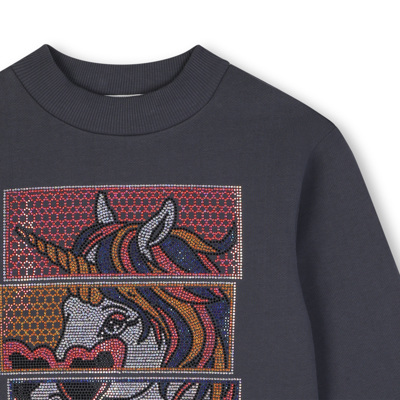 Sweat-shirt à strass gris fille Billieblush H26