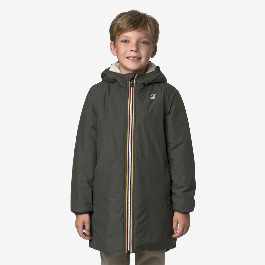 Veste longue fourrée Eiffel Orsetto 4.0 Kaki mixte K-Way