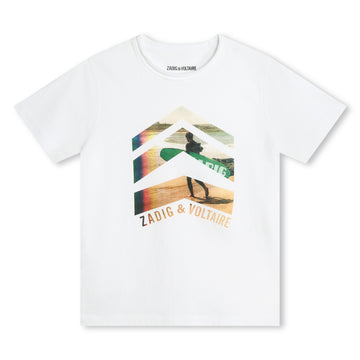 Tee-Shirt blanc siglé Garçon Zadig & Voltaire E24