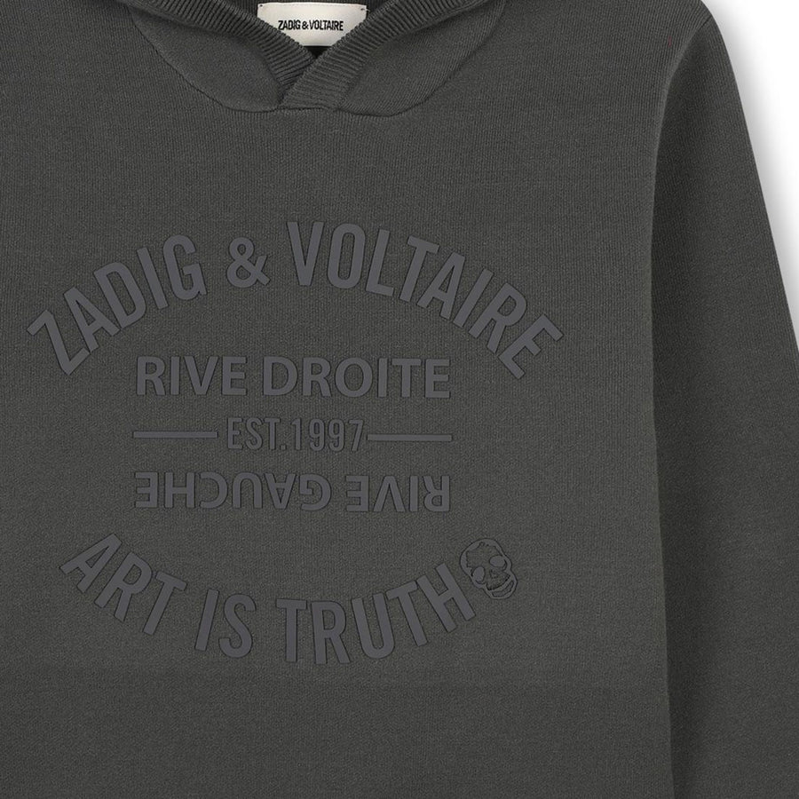 Sweat en tricot à capuche gris  garçon Zadig & Voltaire H24