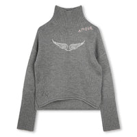 Pull à col montant gris chiné fille Zadig & Voltaire 