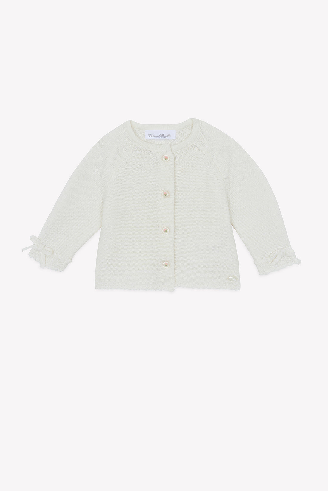 Ensembe avec cardigan ecru en coton babygirl Tartine et Chocolat H26