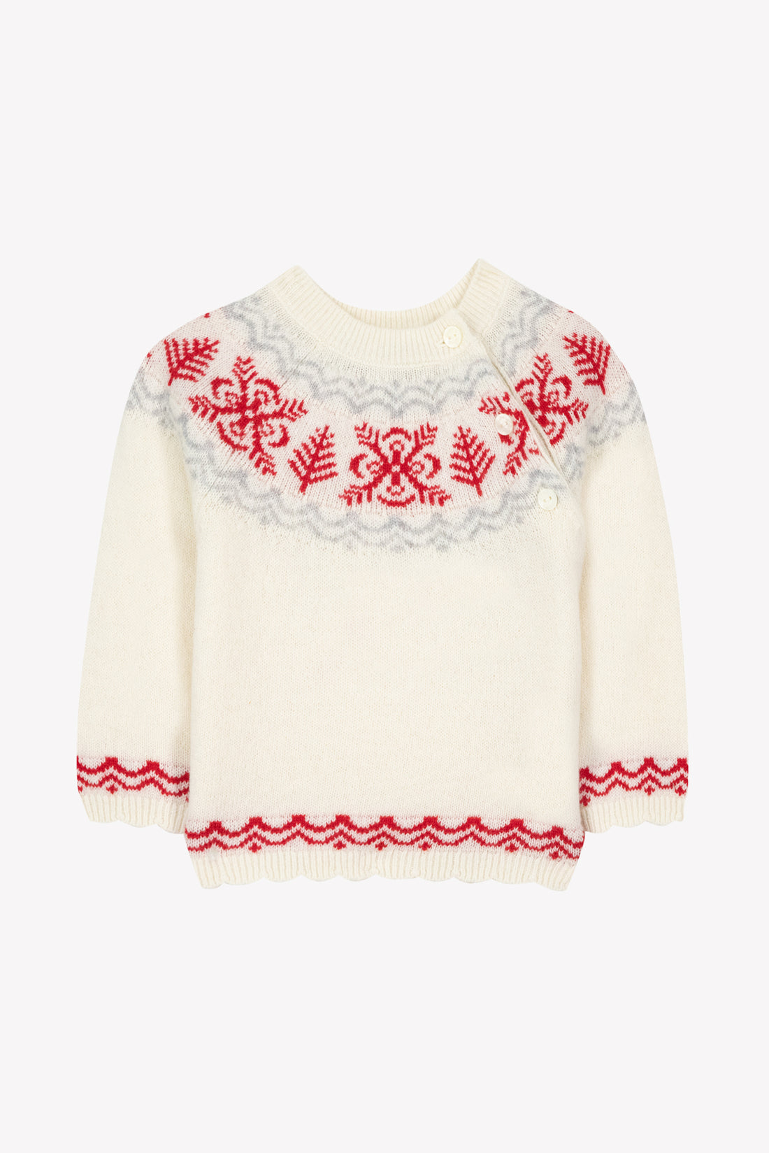 Pull écru laine motif flocons babygirl Tartine et Chocolat H26