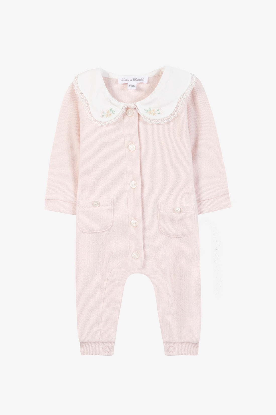 Combinaison longue rosée coton col Claudine babygirl Tartine et chocolat H26