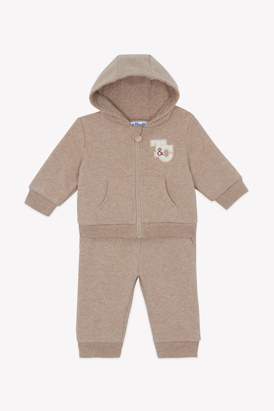 Ensemble jogging moka coton à capuche babyboy Tartine et Chocolat H26