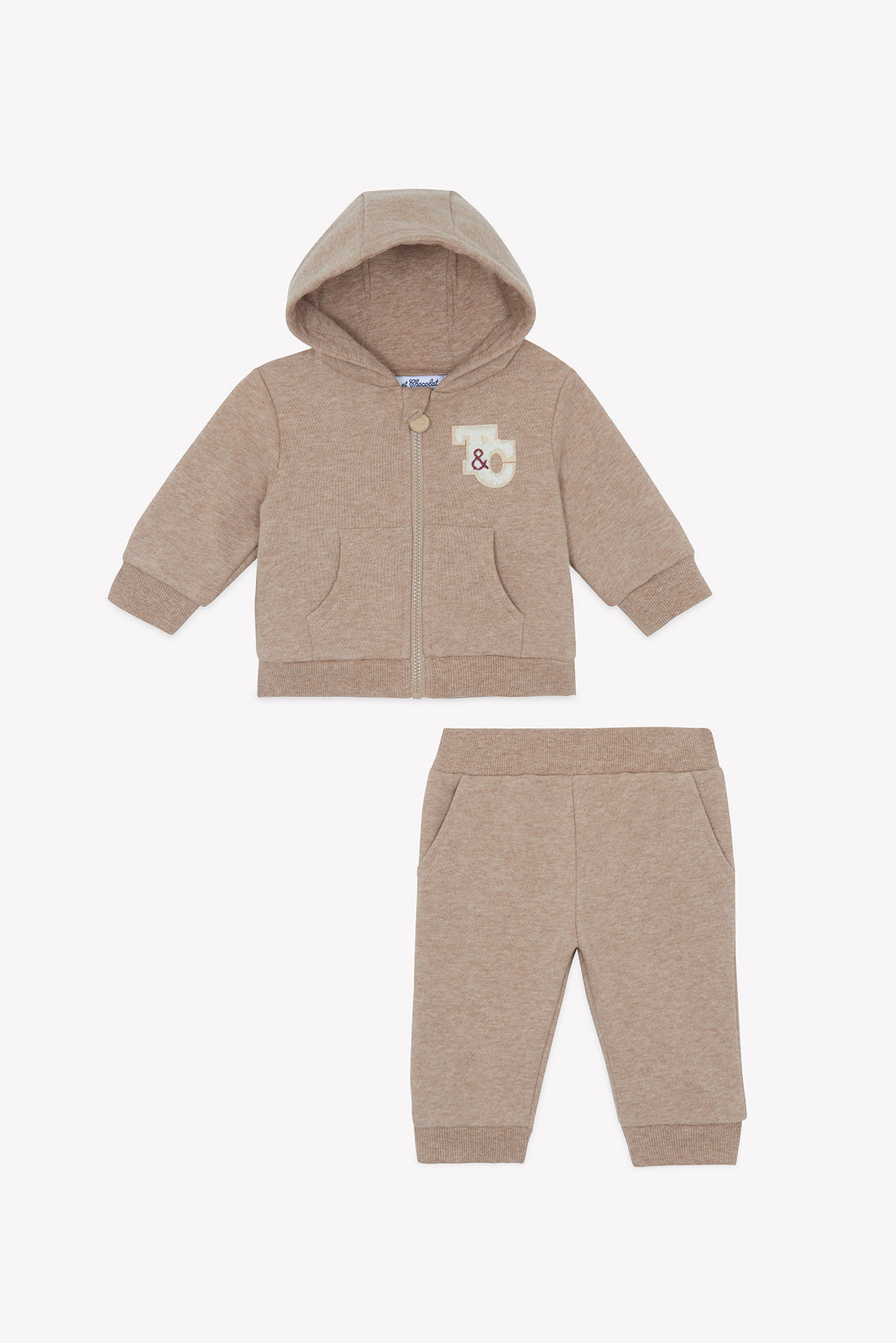 Ensemble jogging moka coton à capuche babyboy Tartine et Chocolat H26