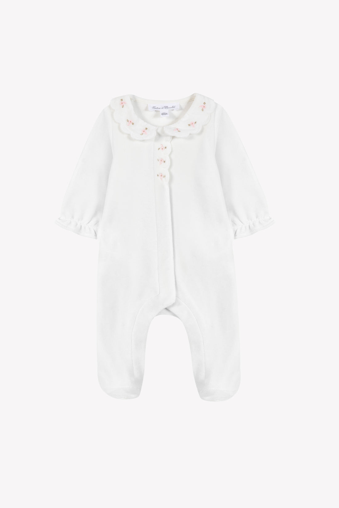 Pyjama velours col claudine rose pâle babygirl Tartine et Chocolat H26
