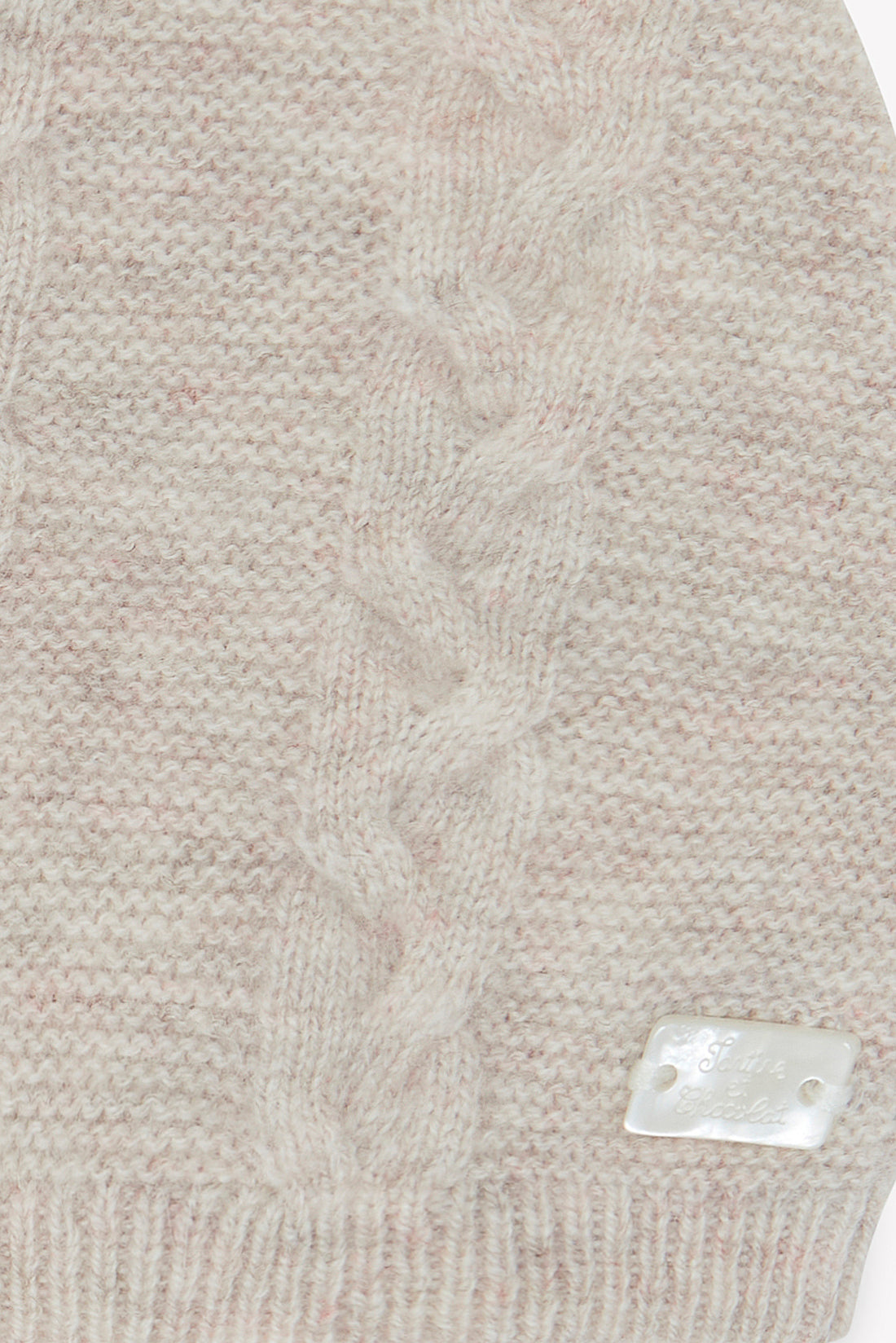 Bonnet petit ours en laine et cachemire beige chiné unisexe Tartine et Chocolat