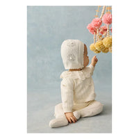 Ensemble cardigan, pantalon et béguin crème babygirl Louise Misha H26
