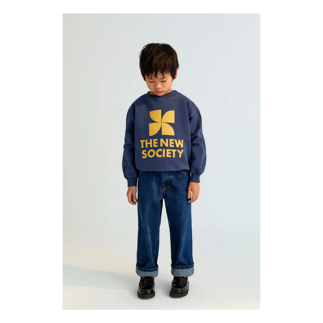 Sweat Bleu Logo jaune Garçon The New Society H25