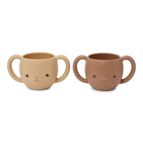 Lot de 2 tasses en silicone cutie rose et sand Konges Slojd