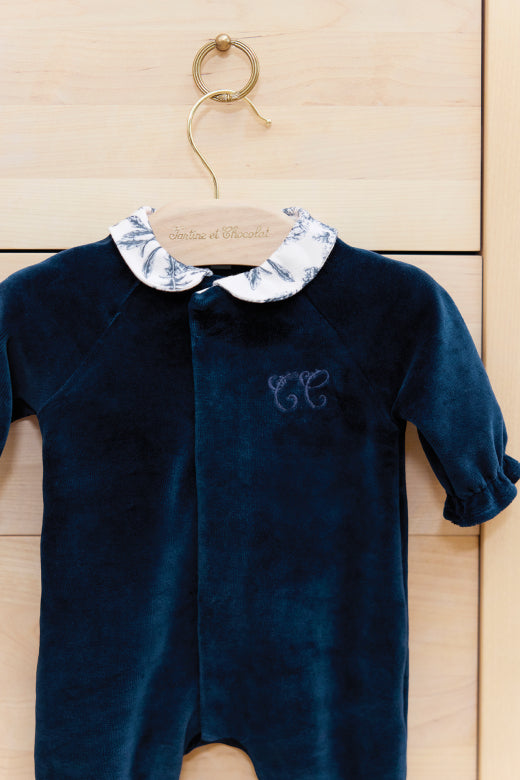 Pyjama bleu en velours unisexe Tartine et Chocolat