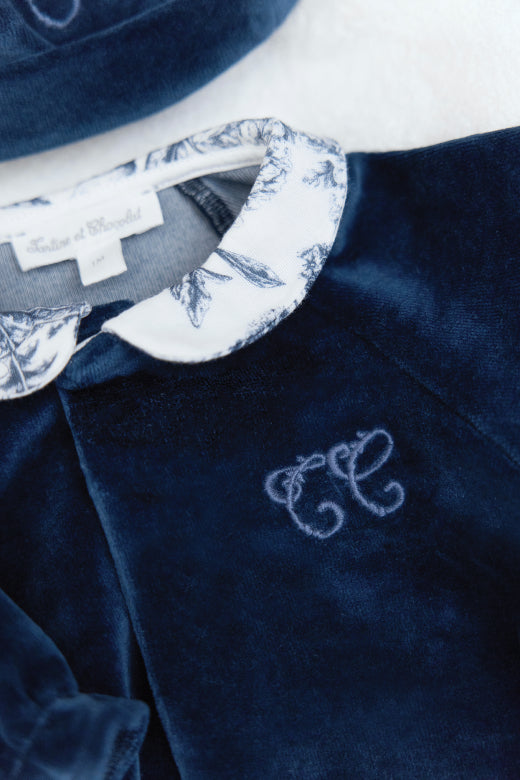 Pyjama bleu en velours unisexe Tartine et Chocolat