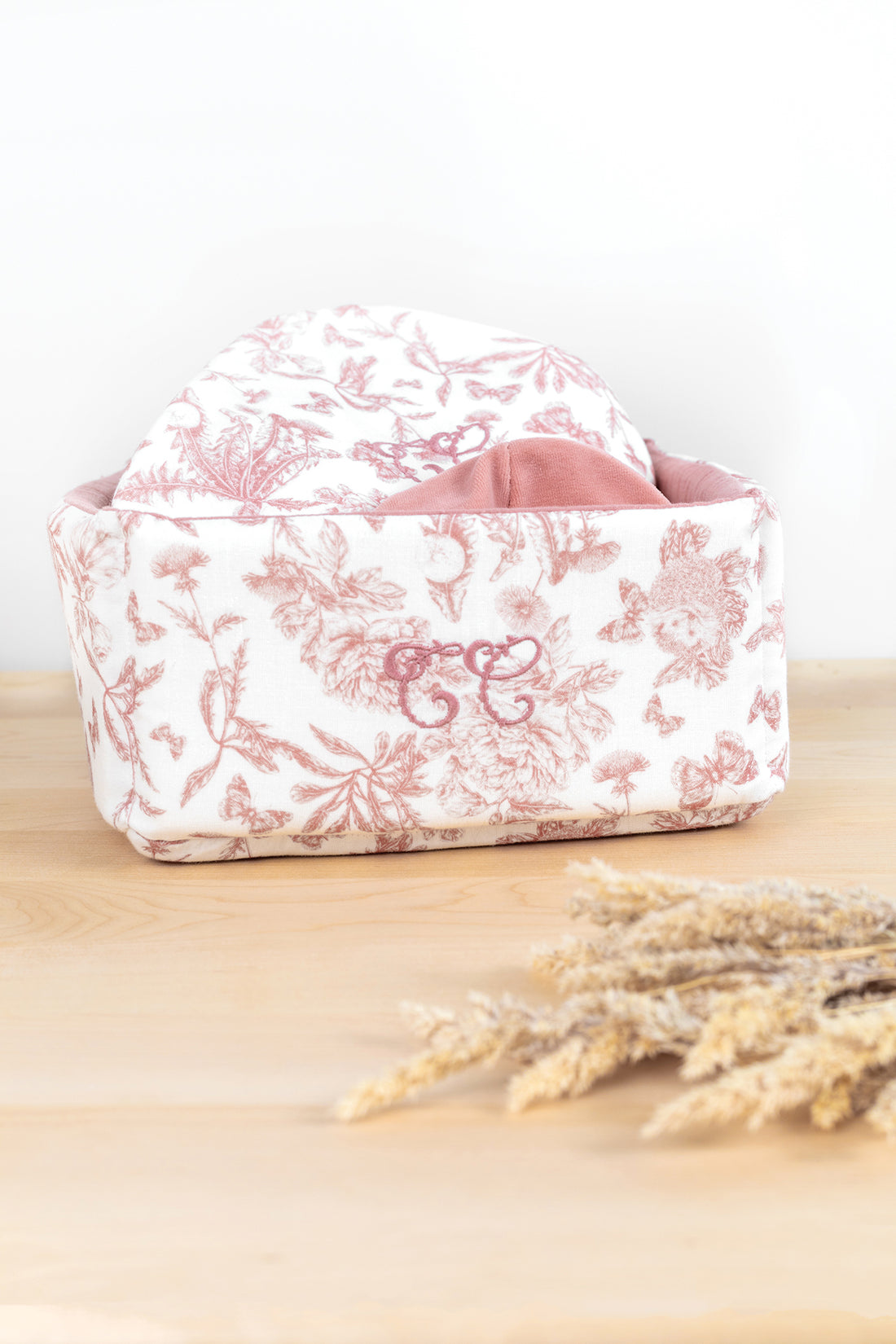 Panière imprimé toile de jouy rose Tartine et Chocolat