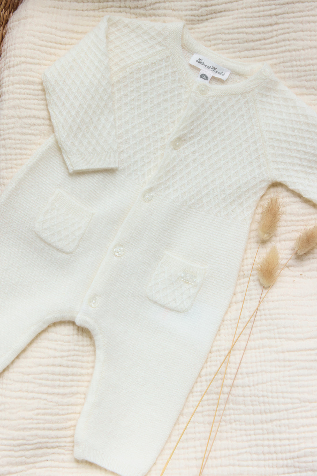 Combinaison longue écru 100% cachemire unisexe Tartine et chocolat H25