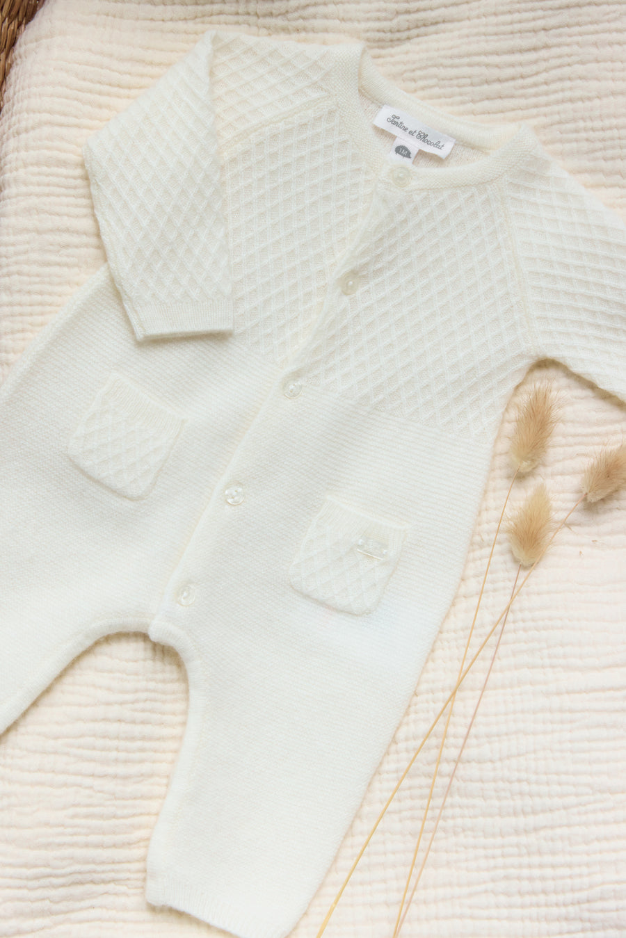 Combinaison longue écru 100% cachemire unisexe Tartine et chocolat H25