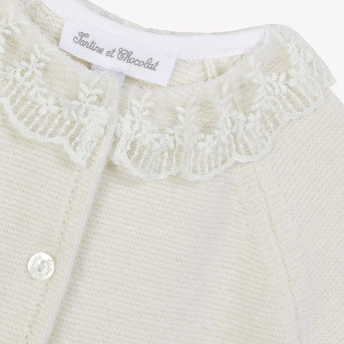 Combinaison longue Ecru col dentelle babygirl Tartine et chocolat H25