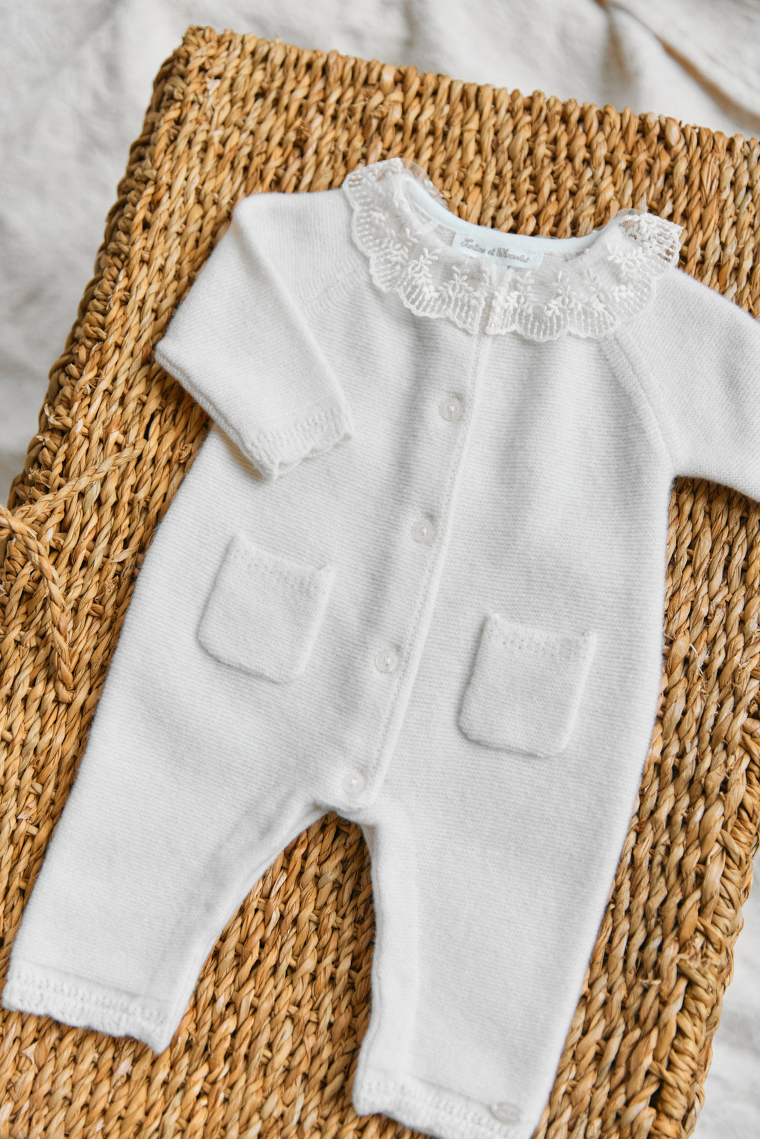 Combinaison longue Ecru col dentelle babygirl Tartine et chocolat H25