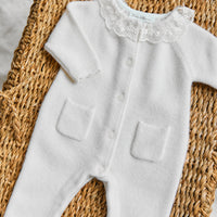Combinaison longue Ecru col dentelle babygirl Tartine et chocolat H25