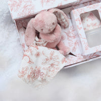 Coffret Doudou et biberon toile de Jouy rose Elhée x Tartine et Chocolat