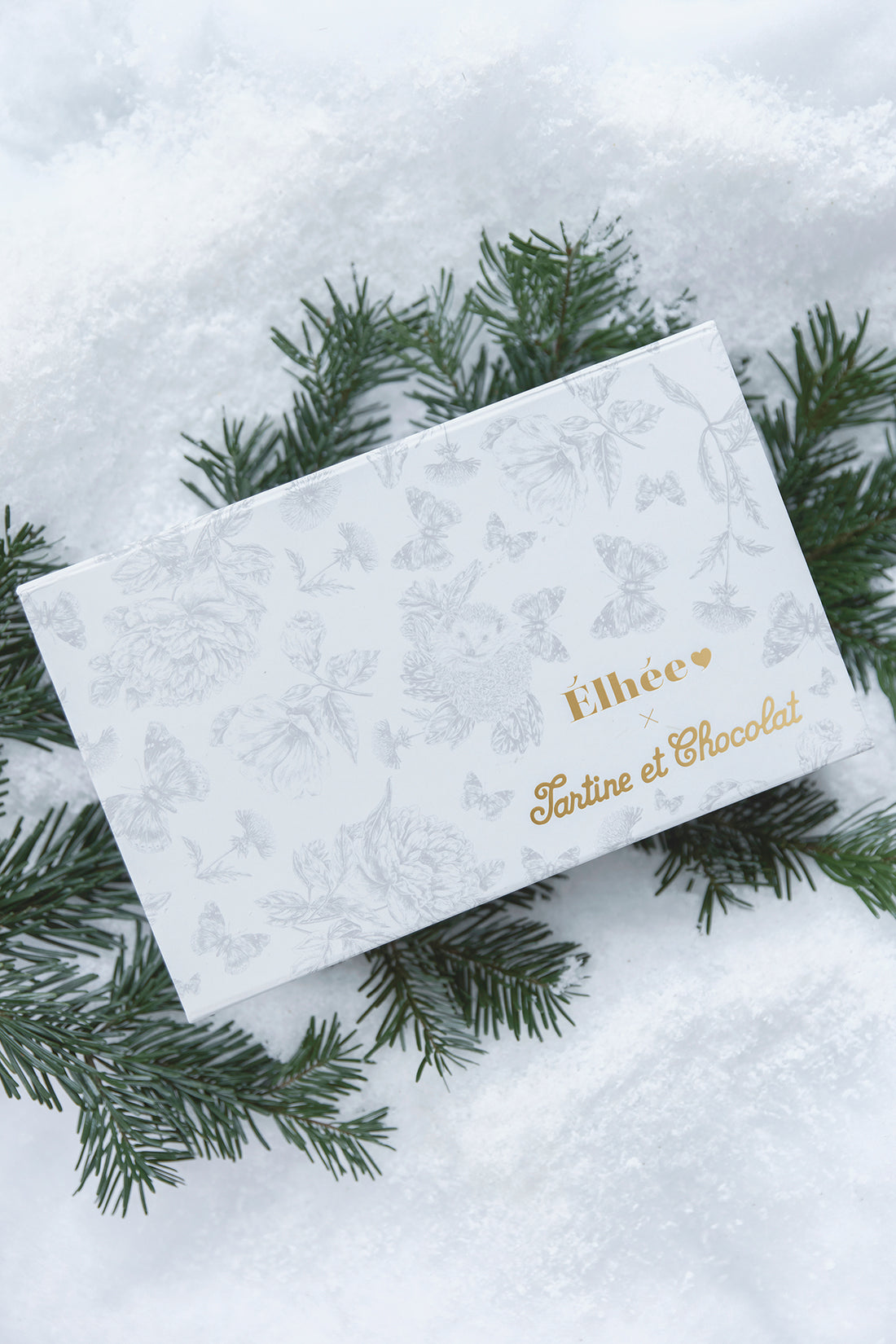 Coffret Doudou et biberon toile de Jouy grise Elhée x Tartine et Chocolat