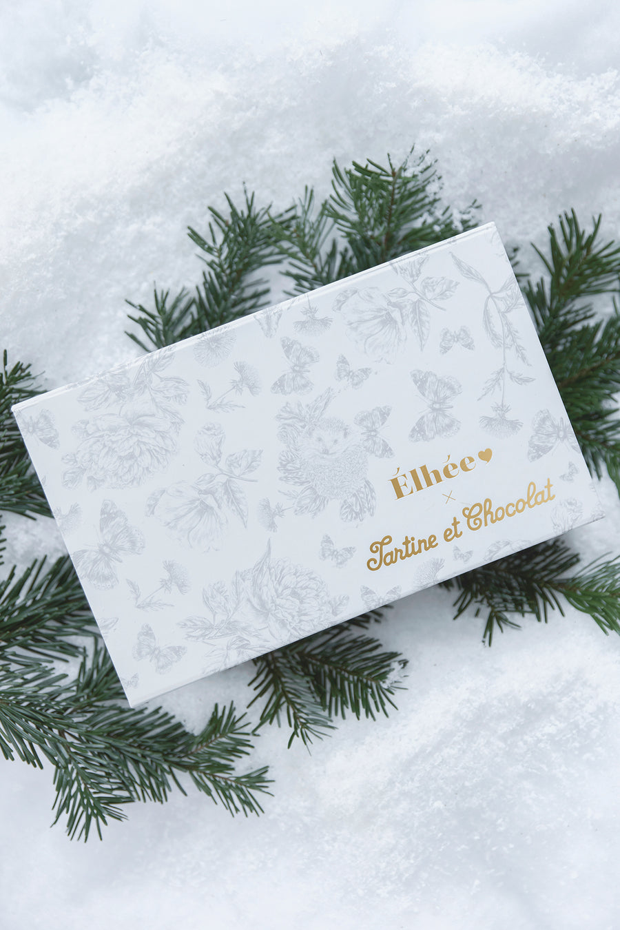 Coffret Doudou et biberon toile de Jouy grise Elhée x Tartine et Chocolat