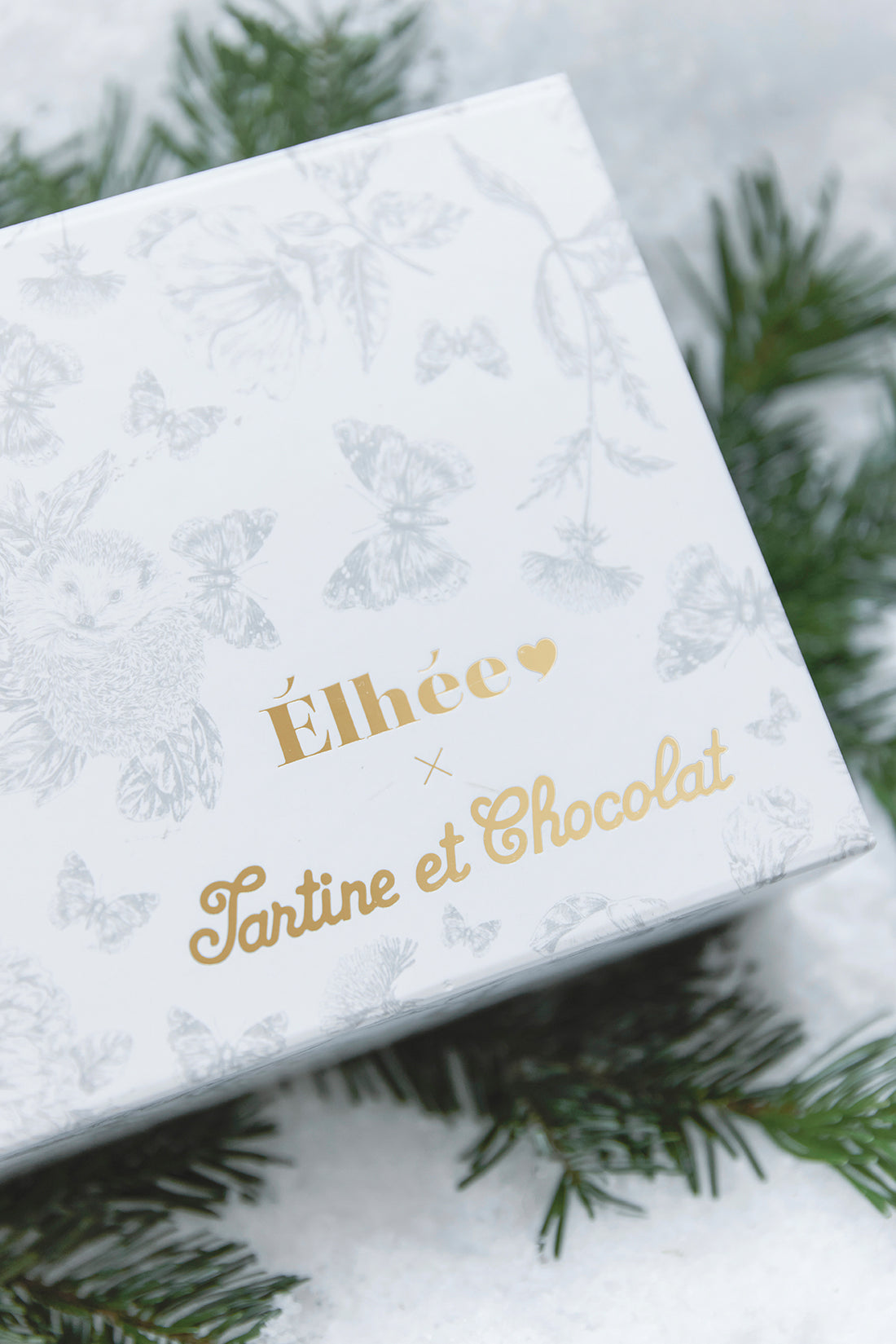 Coffret Doudou et biberon toile de Jouy grise Elhée x Tartine et Chocolat