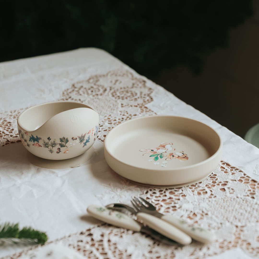 Ensemble d'assiette et couverts en silicone Bunny Darling Elodie Details