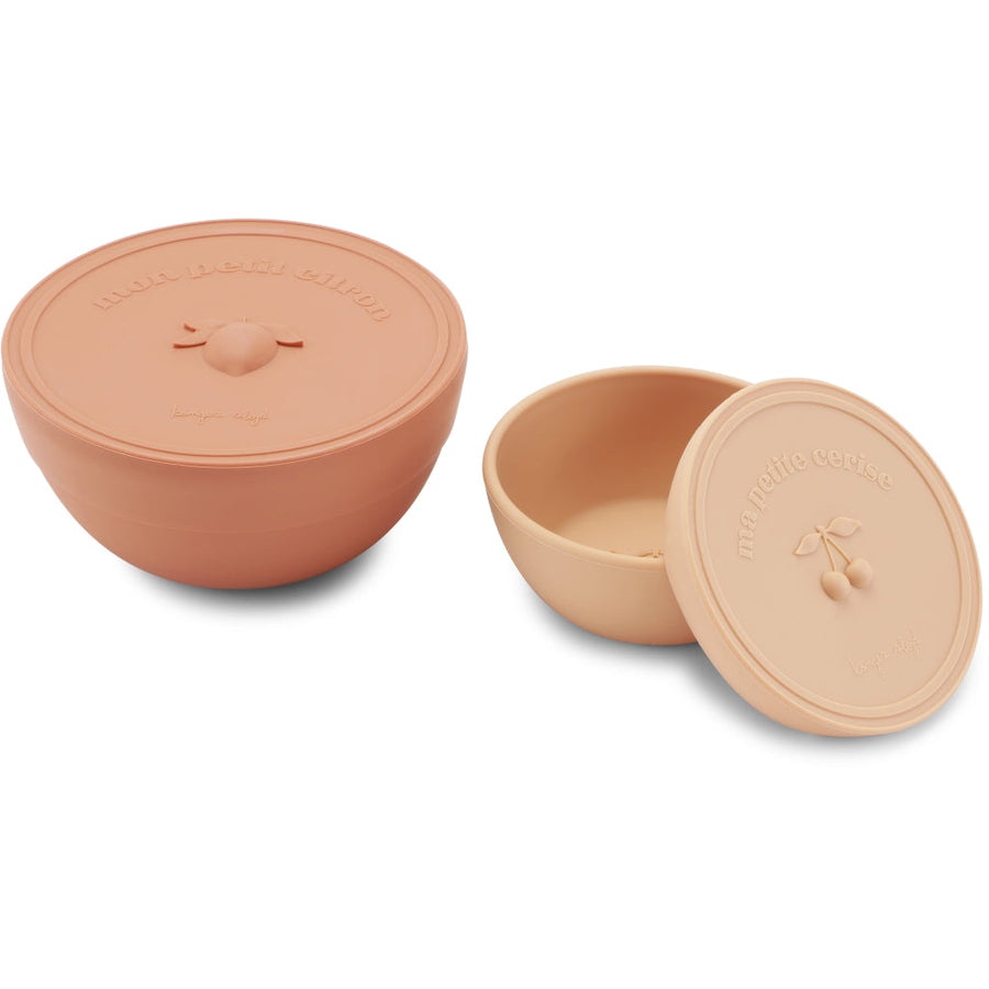 Lot de 2 boites à repas - rose sand et brown clay- Konges Slojd