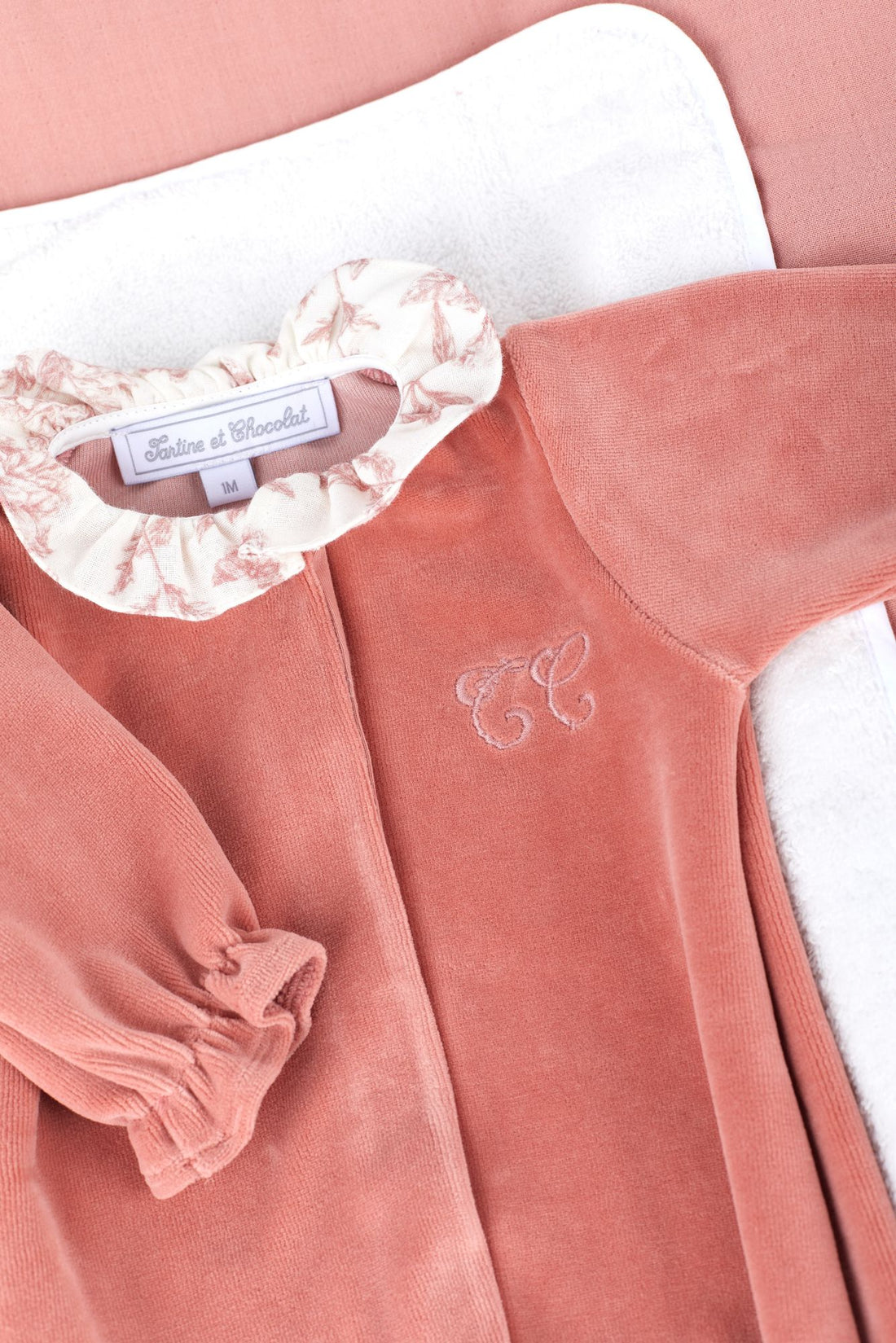 Pyjama rose moyen en velours babygirl Tartine et Chocolat